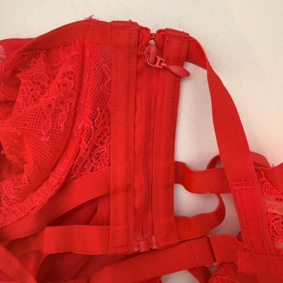 NWOT Victoria’s Secret Very Sexy Lace Strappy Bra 36DD Red Push Up Underwire - Picture 6 of 11